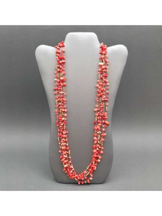 Kenneth Cole Jewelry - Kenneth Cole Coral Chip Necklace 28" Multi Strand Statement